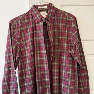 L.L. Bean Men’s Long Sleeve Shirt Medium Red Green Plaid